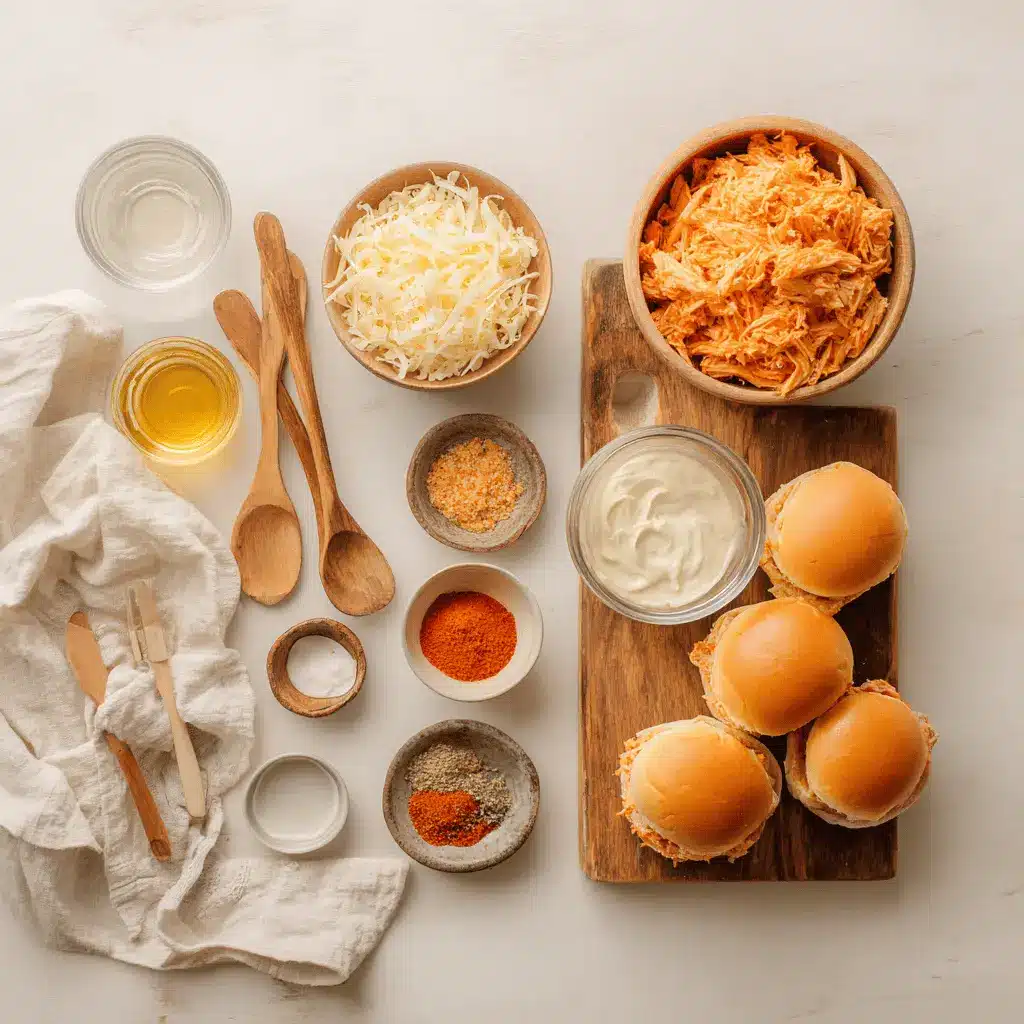 Spicy Buffalo Chicken Sliders: Irresistibly Easy Recipe 5 SPICY BUFFALO CHICKEN SLIDERS on slider buns with buffalo sauce melted cheese garlic butter