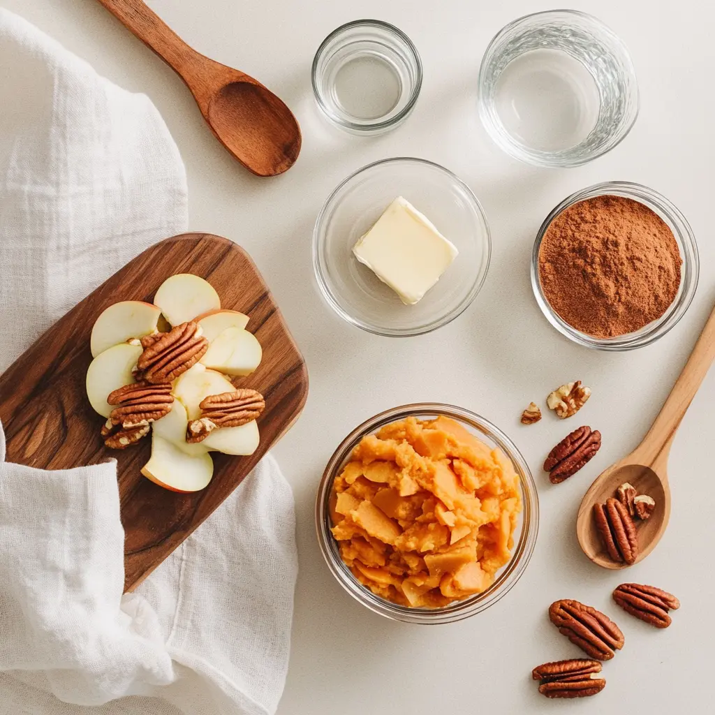 Sweet Potato Breakfast Bowl: Delicious and Simple Recipe 5 SWEET POTATO BREAKFAST BOWL mashed sweet potato gala apple pecans brown sugar cinnamon butter