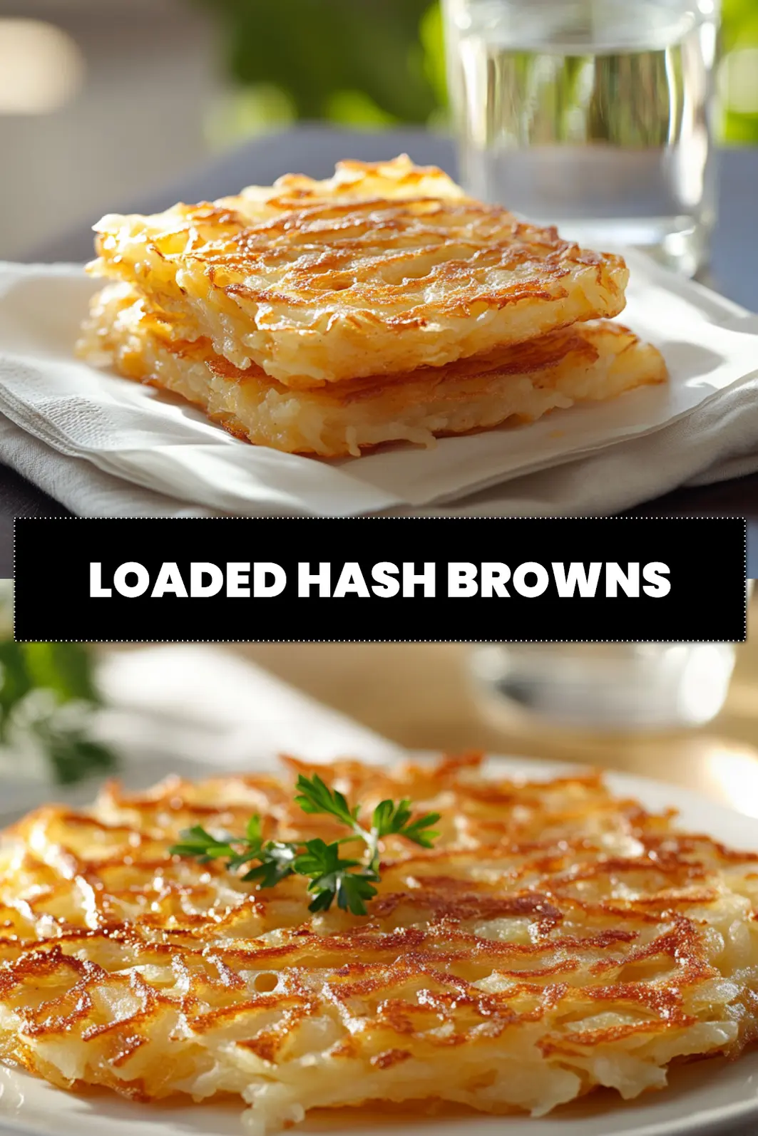 Loaded Hash Browns: Simple Irresistible Breakfast Magic 6 LOADED HASH BROWNS with avocado scrambled eggs cottage cheese and everything bagel seasoning on napkin_pin