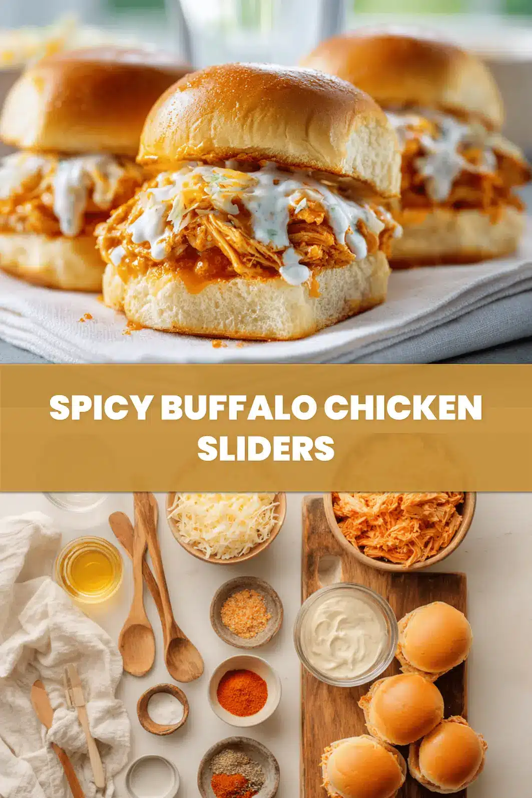 Spicy Buffalo Chicken Sliders: Irresistibly Easy Recipe 6 SPICY BUFFALO CHICKEN SLIDERS on slider buns with buffalo sauce melted cheese garlic butter_pin