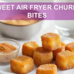 SWEET AIR FRYER CHURRO BITES close-up plated bites on white napkin with water glass