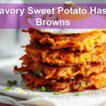 Savory Sweet Potato Hash Browns: Easy Delicious Recipe 7 Savory Sweet Potato Hash Browns on white napkin with glass of water and golden crust