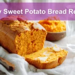 Tasty Sweet Potato Bread Recipe fresh loaf on white cloth with clear glass of water