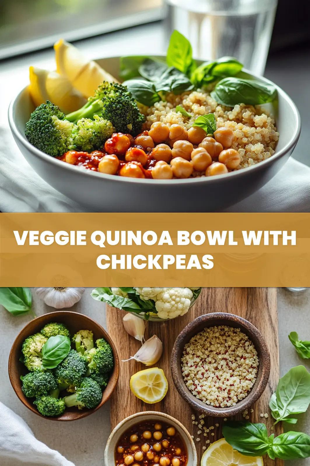 Veggie Quinoa Bowl with Chickpeas: Simple and Delicious Meal 6 VEGGIE QUINOA BOWL WITH CHICKPEAS vibrant plated bowl with roasted chickpeas and vegetables_pin