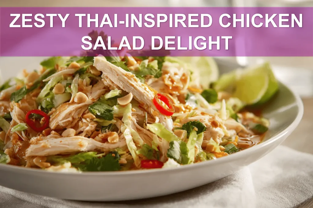 ZESTY THAI-INSPIRED CHICKEN SALAD DELIGHT bright shredded chicken salad with cabbage carrots peanuts and lime