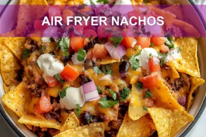 Air Fryer Nachos: Easy Fun and Delicious Recipe AIR FRYER NACHOS centered hero view, clean and uncluttered