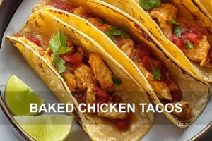BAKED CHICKEN TACOS centered hero view, clean and uncluttered