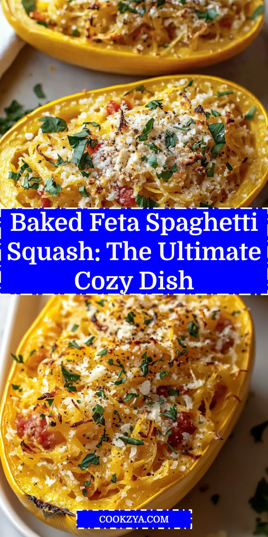 BAKED FETA SPAGHETTI SQUASH centered hero view, clean and uncluttered_pin
