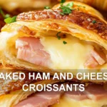 BAKED HAM AND CHEESE CROISSANTS centered hero view, clean and uncluttered
