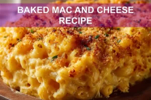 Baked Mac and Cheese Recipe Magic Comfort at Heart BAKED MAC AND CHEESE RECIPE hero close up golden crust melted cheeses comfort