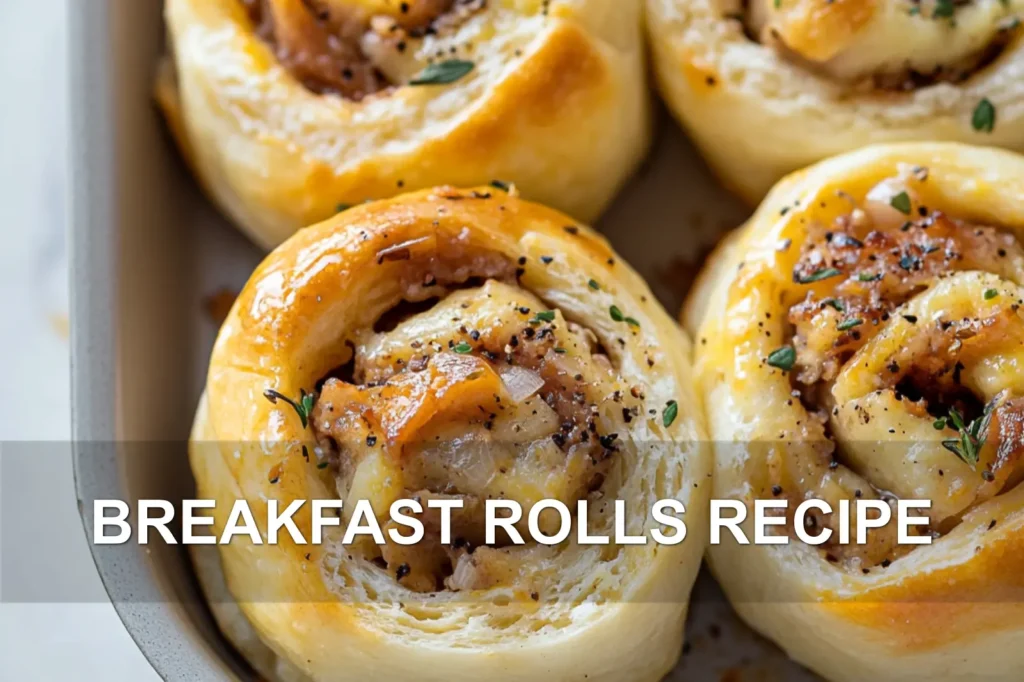 BREAKFAST ROLLS RECIPE centered hero view, clean and uncluttered