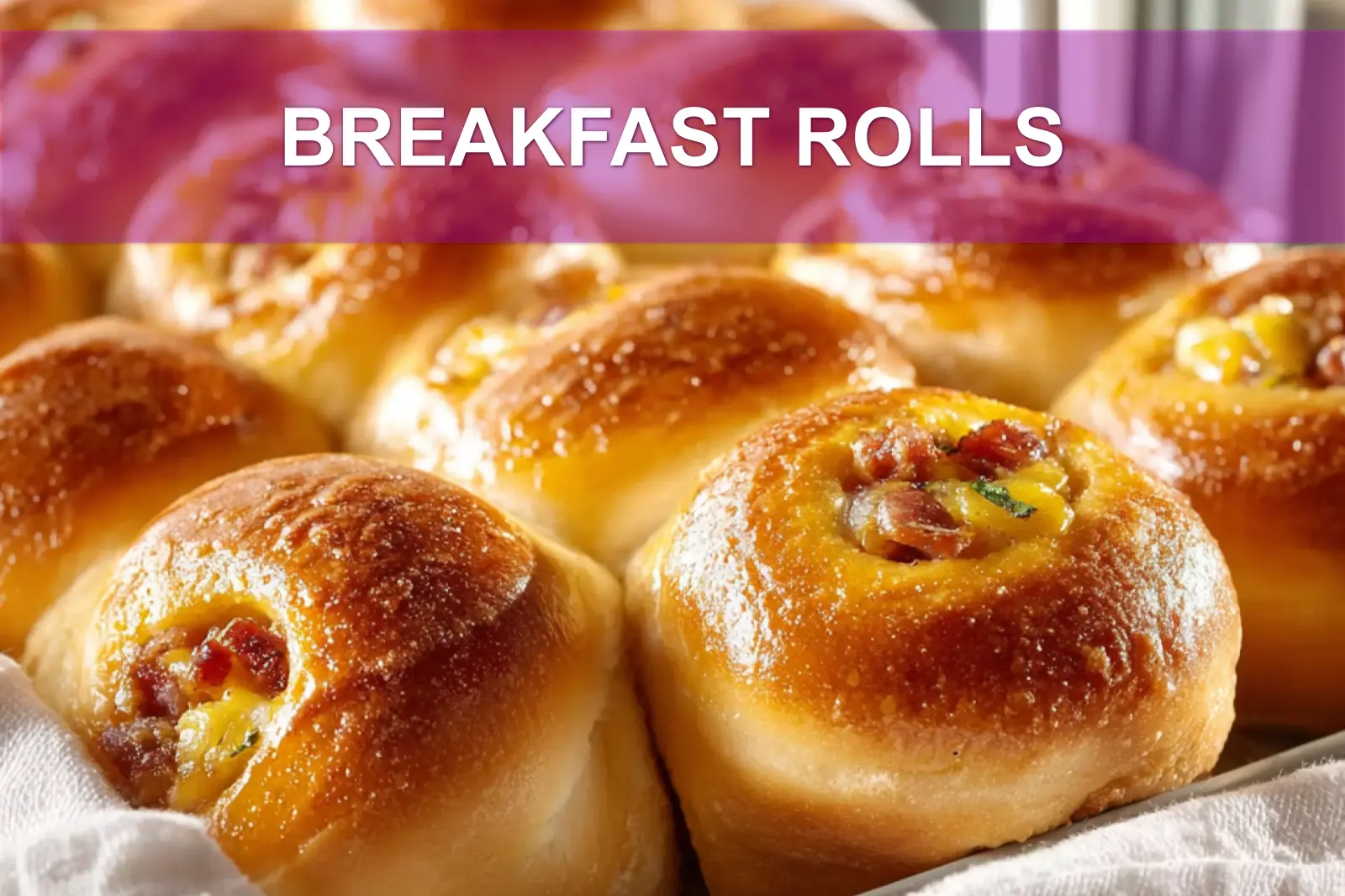 BREAKFAST ROLLS savory sausage and egg crescent rolls on white napkin warm window light