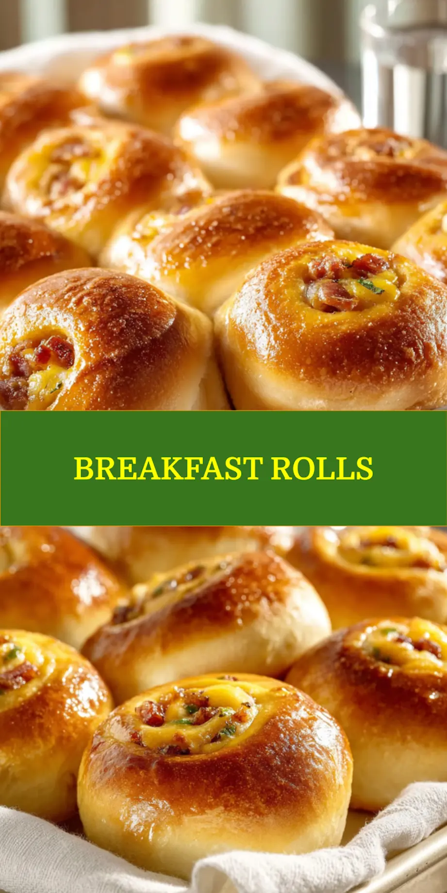 Breakfast Rolls: Quick and Delicious Easy Recipes 6 BREAKFAST ROLLS savory sausage and egg crescent rolls on white napkin warm window light_pin