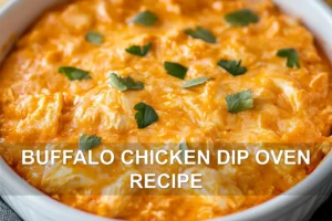 Buffalo Chicken Dip Oven Recipe: A Delicious Easy Must Try BUFFALO CHICKEN DIP OVEN RECIPE centered hero view, clean and uncluttered