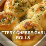 BUTTERY CHEESE GARLIC ROLLS centered hero view, clean and uncluttered