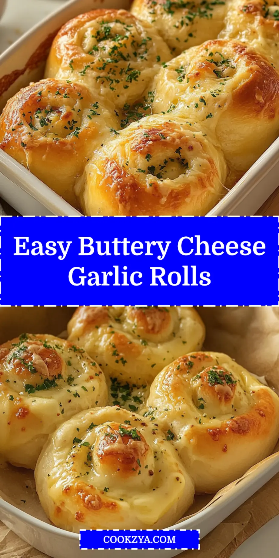 Buttery Cheese Garlic Rolls Easy and Irresistible 6 BUTTERY CHEESE GARLIC ROLLS centered hero view, clean and uncluttered_pin