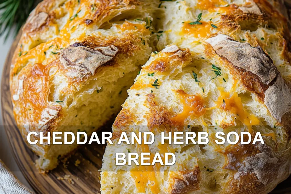 CHEDDAR AND HERB SODA BREAD centered hero view, clean and uncluttered
