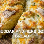 CHEDDAR AND HERB SODA BREAD centered hero view, clean and uncluttered