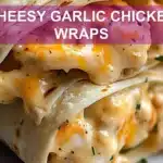 CHEESY GARLIC CHICKEN WRAPS centered hero view, clean and uncluttered
