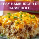CHEESY HAMBURGER RICE CASSEROLE creamy baked casserole with melted cheddar and fresh herbs