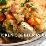 CHICKEN COBBLER RECIPE centered hero view, clean and uncluttered