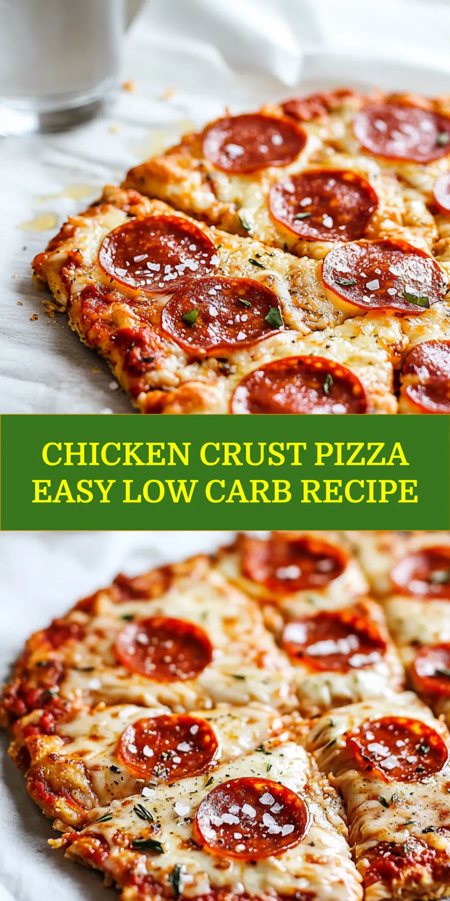 Chicken Crust Pizza Easy Low Carb Recipe: Deliciously Simple 6 CHICKEN CRUST PIZZA EASY LOW CARB RECIPE hero pizza with golden chicken crust and pepperoni_pin