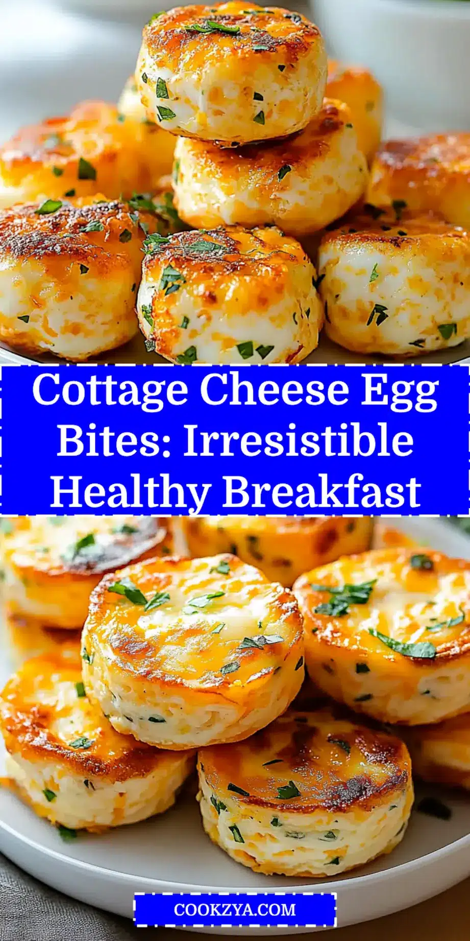 Cottage Cheese Egg Bites: Easy and Delicious Protein Boost 6 COTTAGE CHEESE EGG BITES centered hero view, clean and uncluttered_pin