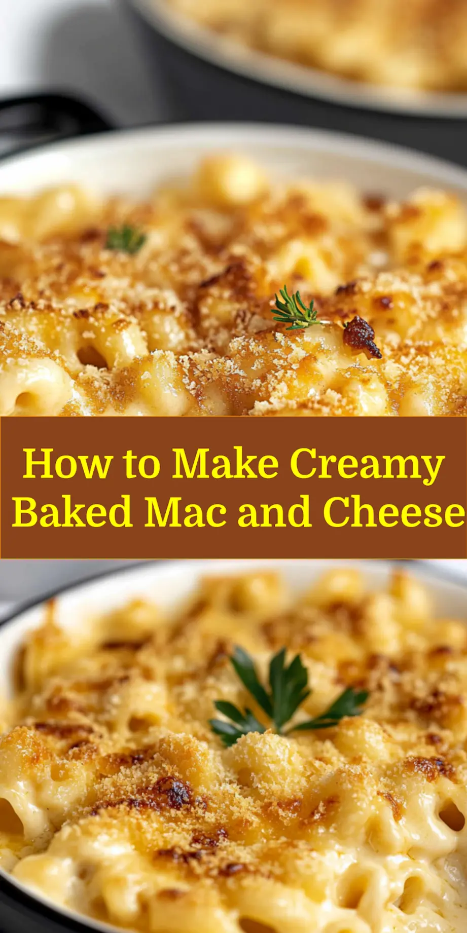 CREAMY BAKED MAC AND CHEESE centered hero view, clean and uncluttered_pin