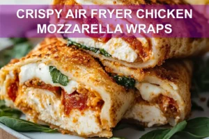 CRISPY AIR FRYER CHICKEN MOZZARELLA WRAPS centered hero view, clean and uncluttered