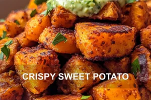 Crispy Sweet Potato Fries The Ultimate Delicious Treat CRISPY SWEET POTATO centered hero view, clean and uncluttered