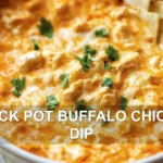 CROCK POT BUFFALO CHICKEN DIP centered hero view, clean and uncluttered