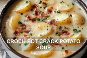 Crock Pot Crack Potato Soup Easy Delicious Recipe CROCK POT CRACK POTATO SOUP centered hero view, clean and uncluttered