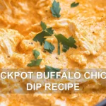 CROCKPOT BUFFALO CHICKEN DIP RECIPE centered hero view, clean and uncluttered