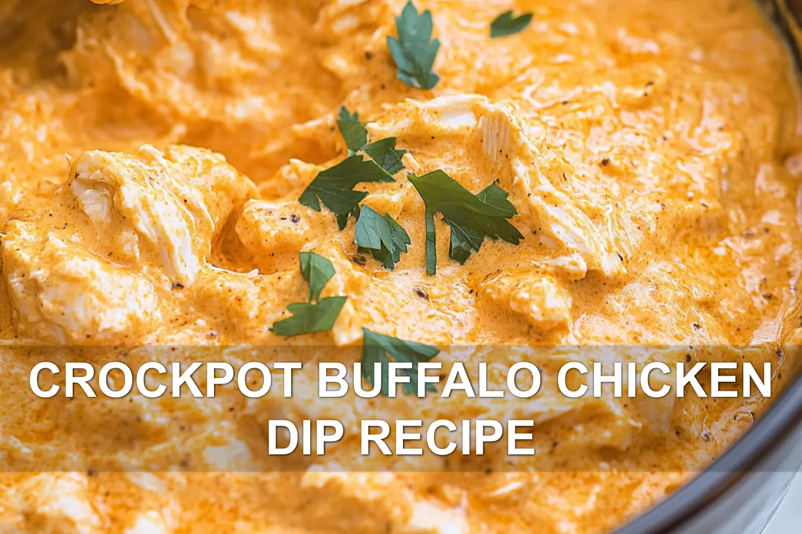 CROCKPOT BUFFALO CHICKEN DIP RECIPE centered hero view, clean and uncluttered