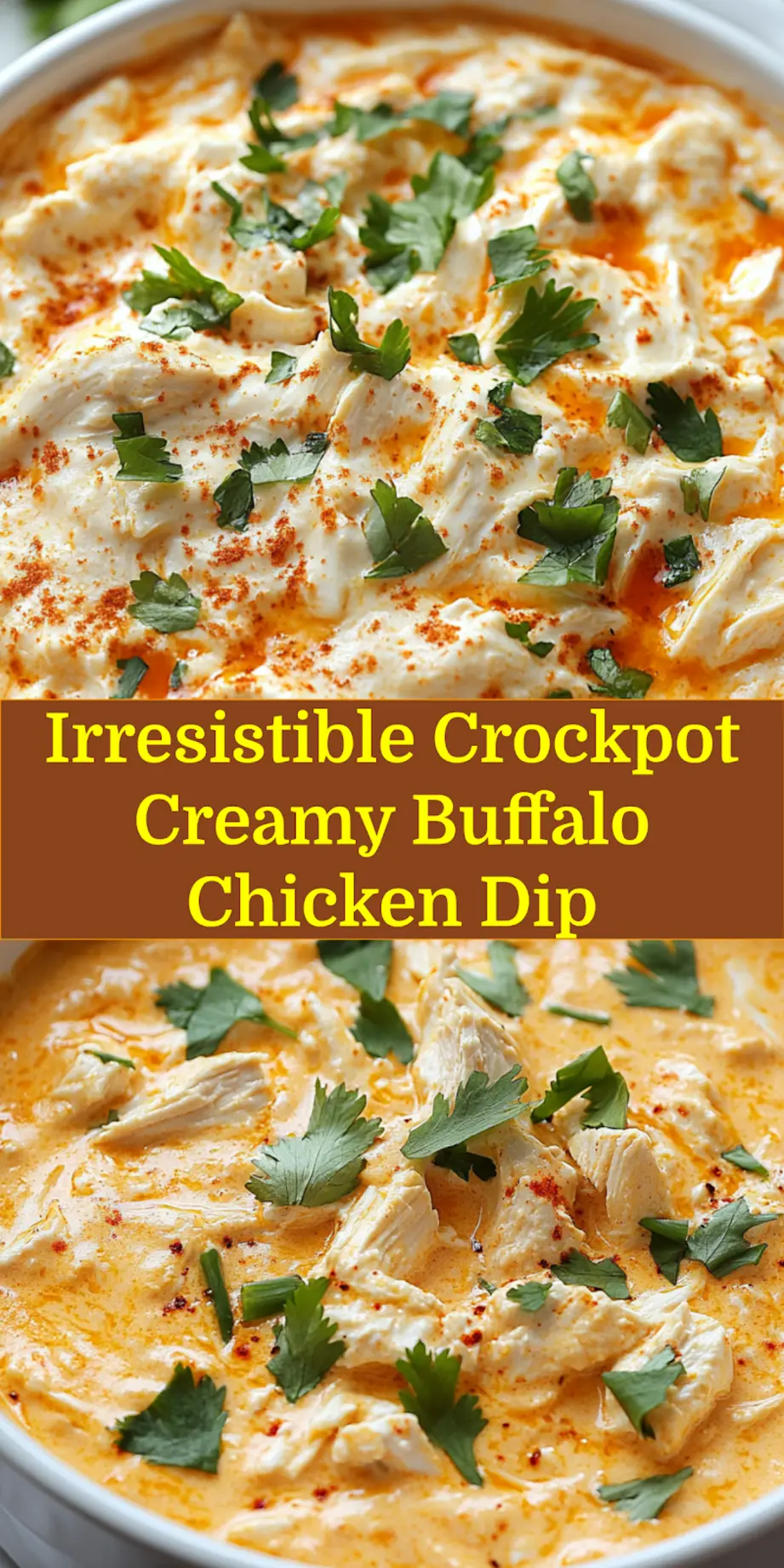 Crockpot Creamy Buffalo Chicken Dip Recipe That Is Irresistible 6 CROCKPOT CREAMY BUFFALO CHICKEN DIP centered hero view, clean and uncluttered_pin