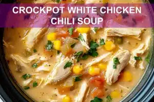 Crockpot White Chicken Chili Soup: Ultimate Cozy Feast CROCKPOT WHITE CHICKEN CHILI SOUP centered hero view, clean and uncluttered