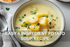 EASY 4 INGREDIENT POTATO SOUP RECIPE centered hero view, clean and uncluttered