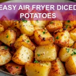 EASY AIR FRYER DICED POTATOES golden crispy herbs olive oil glass of water