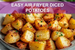 EASY AIR FRYER DICED POTATOES golden crispy herbs olive oil glass of water