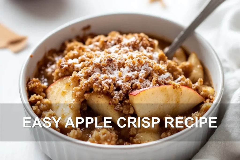 EASY APPLE CRISP RECIPE centered hero view, clean and uncluttered
