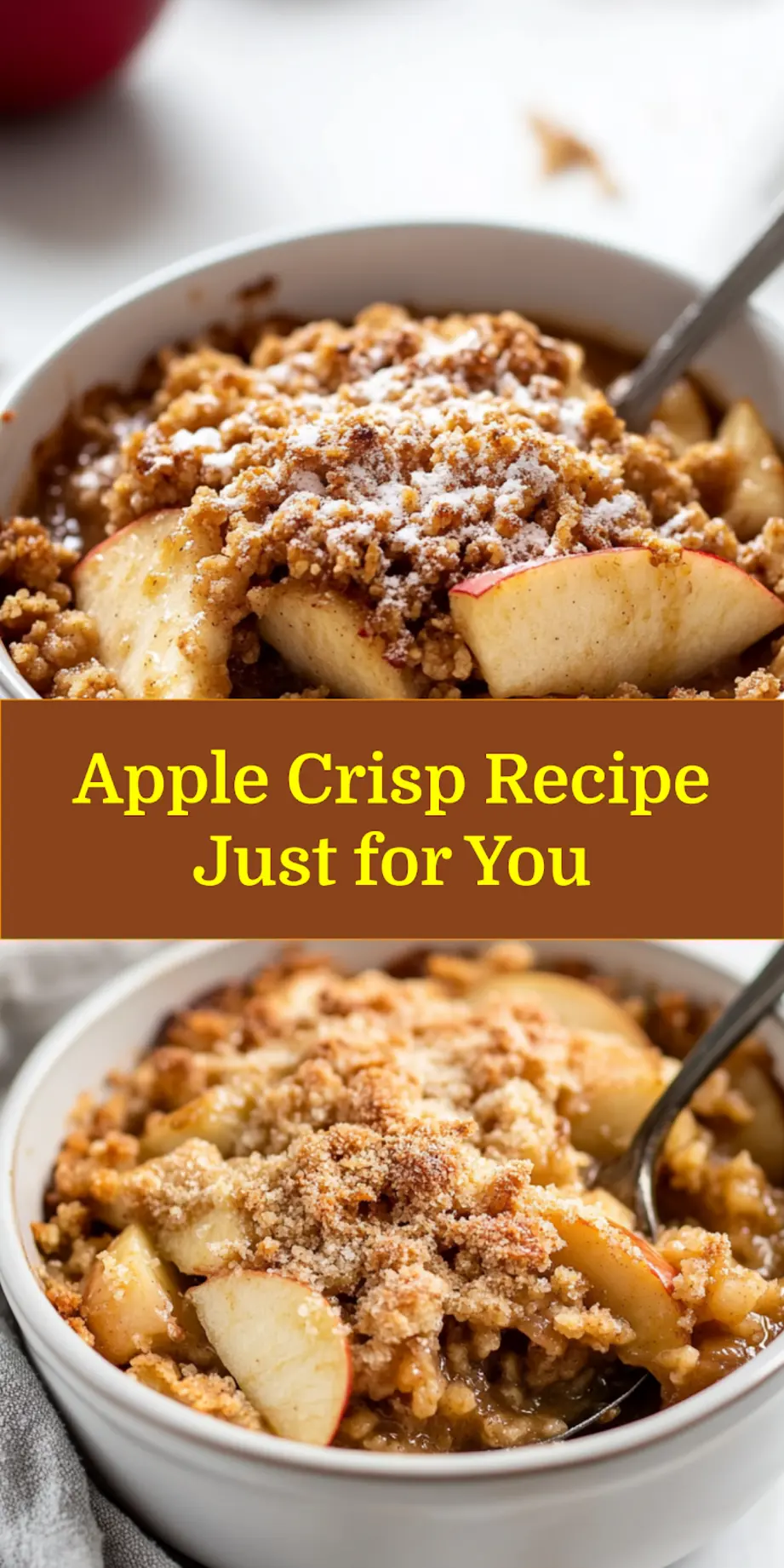 Easy Apple Crisp Recipe: Delicious and Quick Dessert 6 EASY APPLE CRISP RECIPE centered hero view, clean and uncluttered_pin