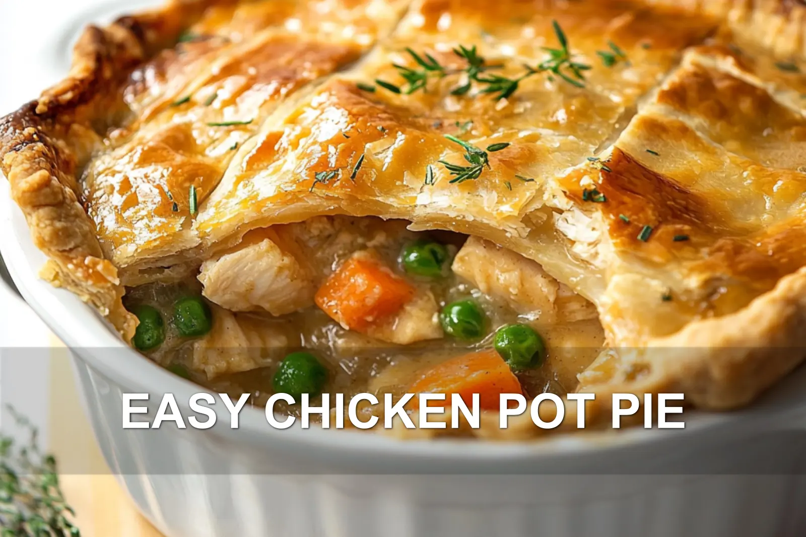 EASY CHICKEN POT PIE centered hero view, clean and uncluttered
