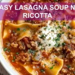 EASY LASAGNA SOUP NO RICOTTA centered hero view, clean and uncluttered