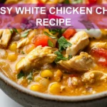 EASY WHITE CHICKEN CHILI RECIPE centered hero view, clean and uncluttered