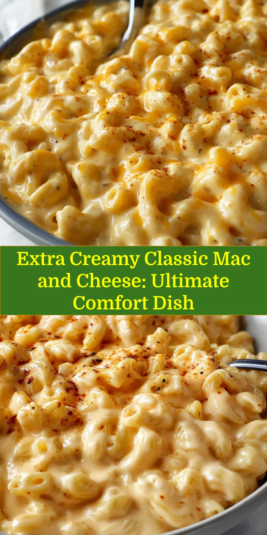 EXTRA CREAMY CLASSIC MAC AND CHEESE close up creamy macaroni with melted cheddar and Monterey Jack_pin