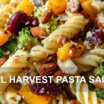 FALL HARVEST PASTA SALAD centered hero view, clean and uncluttered