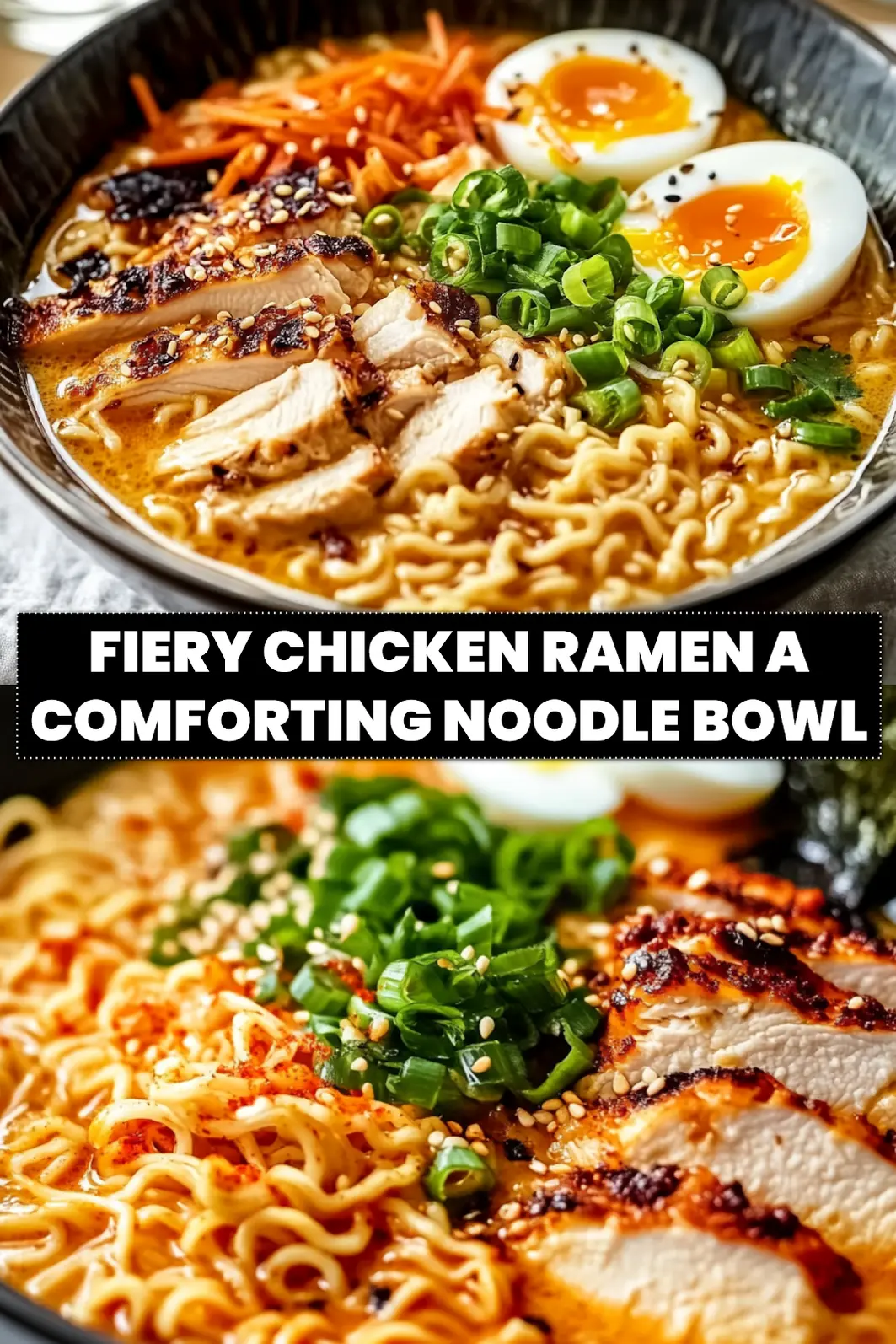 Fiery Chicken Ramen A Comforting Noodle Bowl: Irresistible and Easy Recipe 6 FIERY CHICKEN RAMEN A COMFORTING NOODLE BOWL creamy ramen with chicken and delicately cooked egg_pin