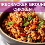 FIRECRACKER GROUND CHICKEN spicy glazed ground chicken over rice warm inviting shot