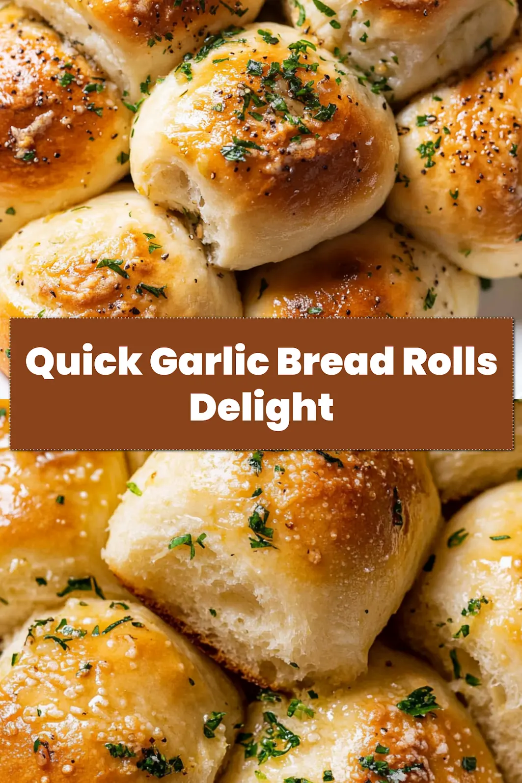 Garlic Bread Rolls: Irresistible and Quick Recipe 6 GARLIC BREAD ROLLS centered hero view, clean and uncluttered_pin