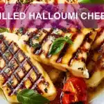 GRILLED HALLOUMI CHEESE centered hero view, clean and uncluttered